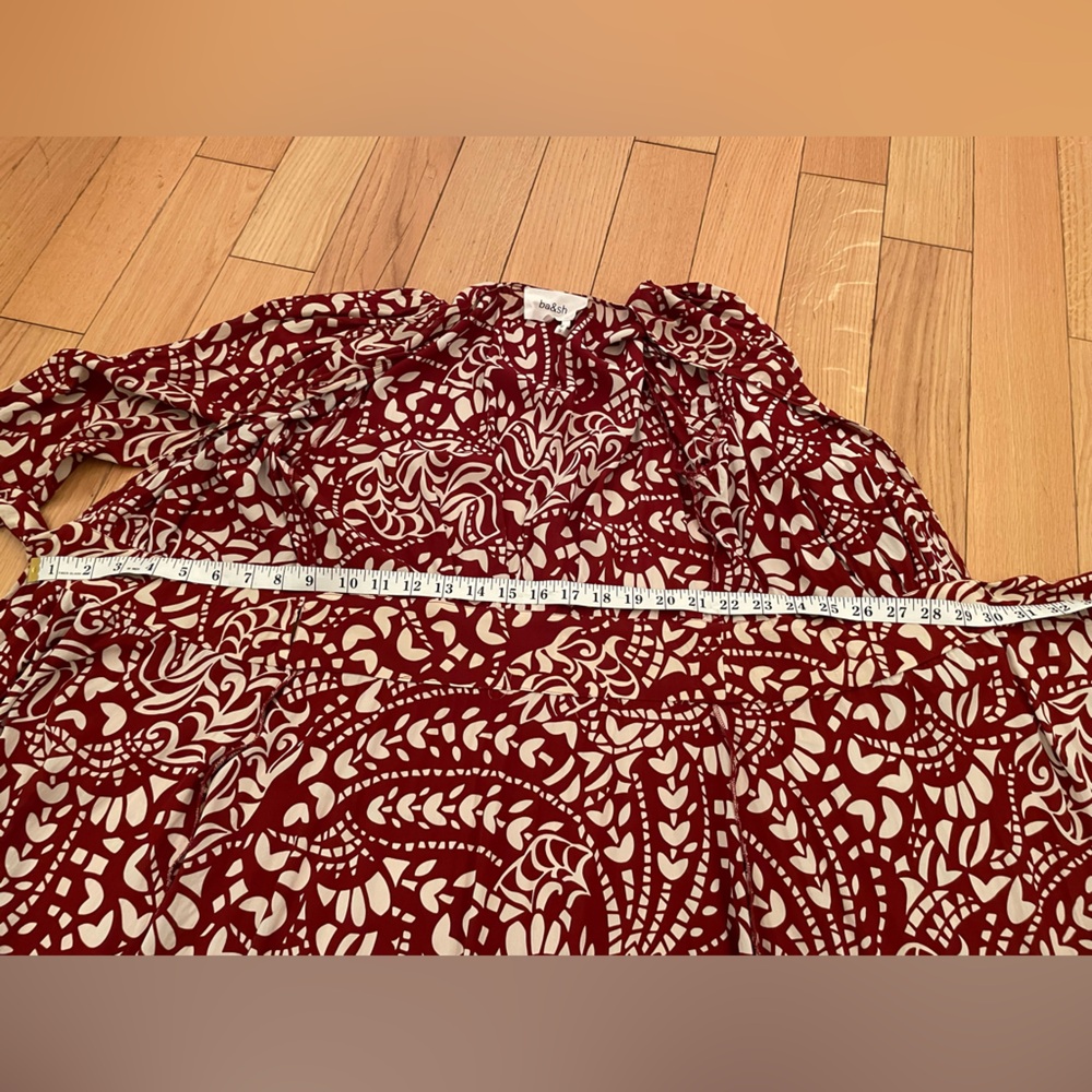 Elegant Red Patterned Wrap Dress Ba&Sh Sz S - Picture 10 of 10
